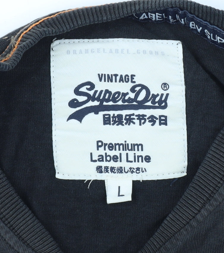 Superdry Men's Black Vintage T-Shirt L, Graphic Logo