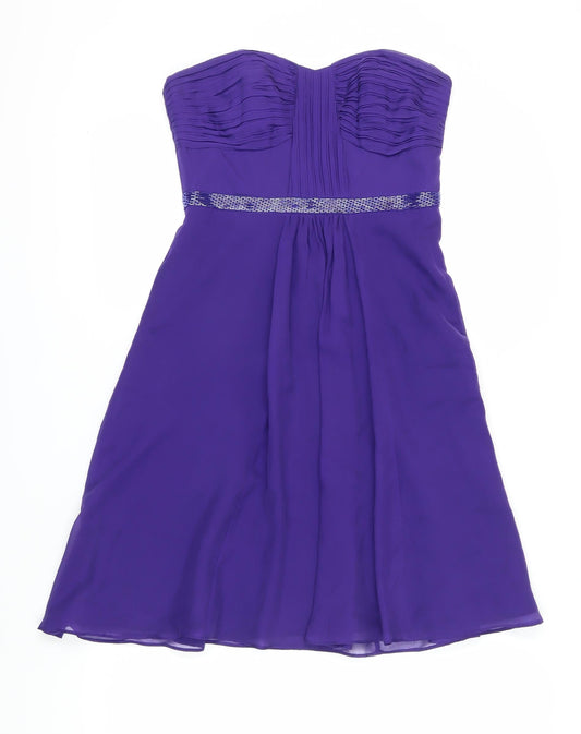 Coast Women's Purple Silk A-Line Strapless Dress