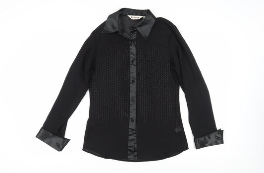 Womens UK Size 10 Kaleidoscope Black Basic Button-Up