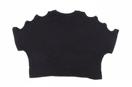 Bershka Women's Black Cold Shoulder T-Shirt S