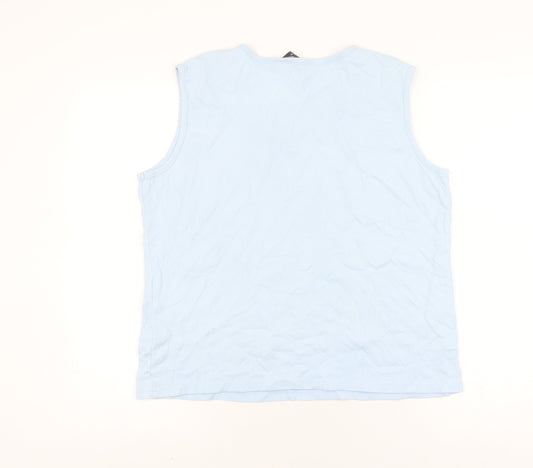 ISLE Women's Blue Cotton Sleeveless Tank Top L