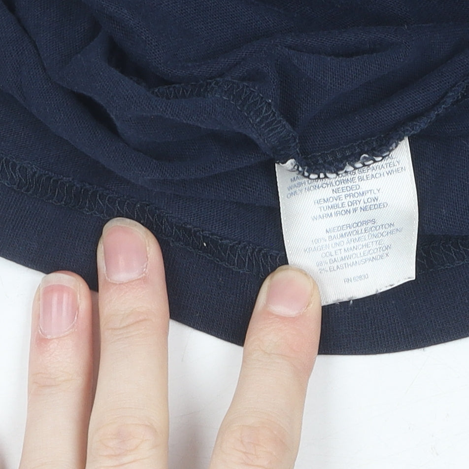 Lands' End Men's Blue Mock Neck Jumper, Size L, Cotton Blend