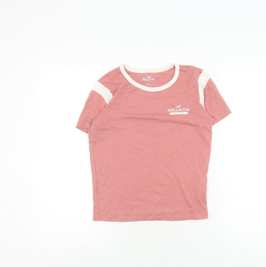 Womens UK Size XS Hollister Pink Ringer T-Shirt
