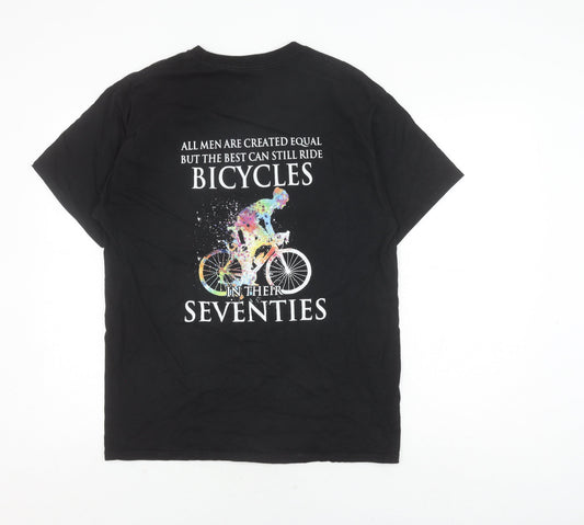 Mens UK Size L Hanes Black T-Shirt