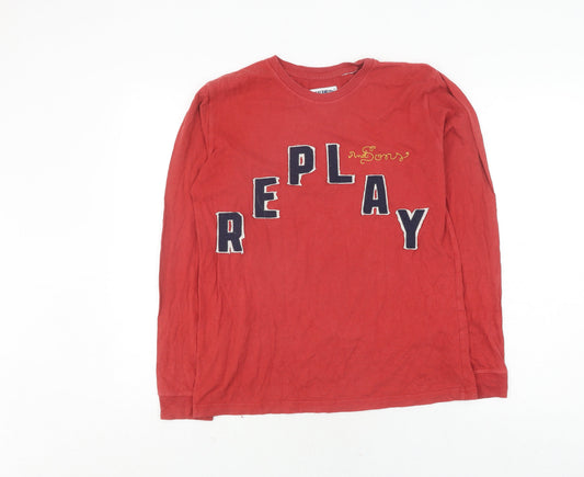 Additional front view of Replay and Sons Teens Red XL Pullover Logo Jumper