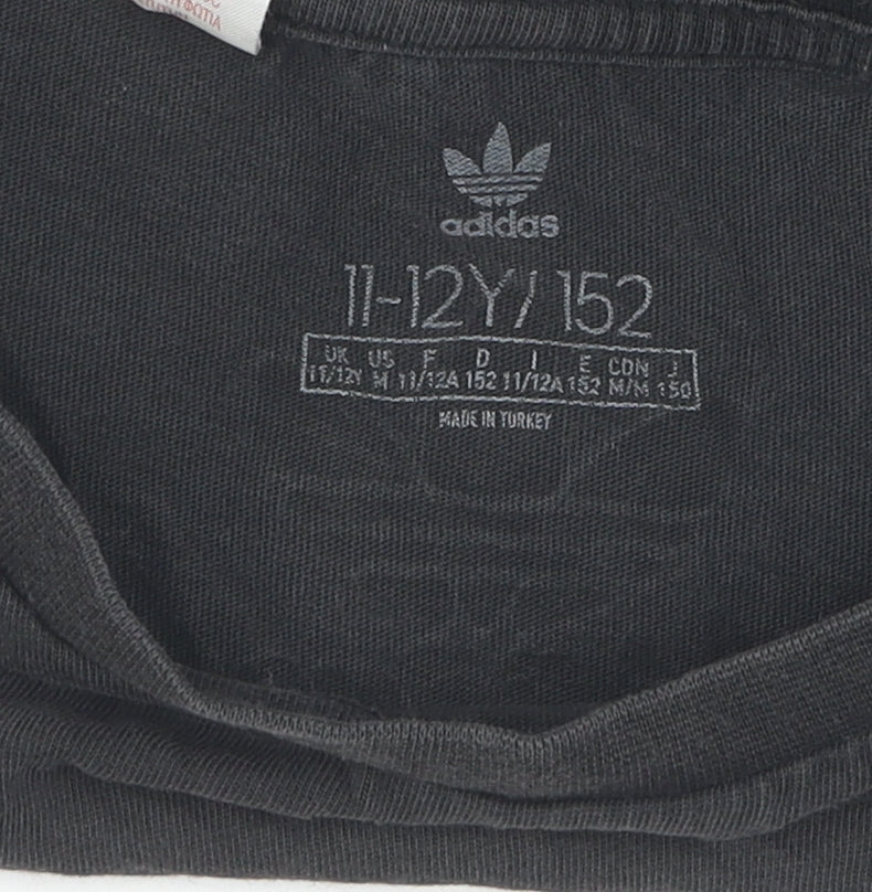 Adidas Unisex Kids Black Graphic Print T-Shirt 11-12 Years