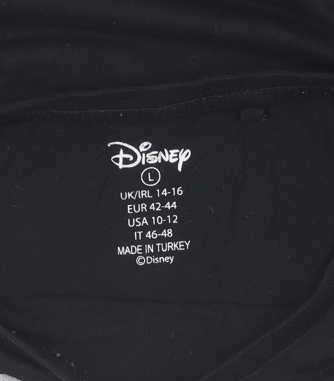 Unisex Adults UK Size L Disney Black T-Shirt