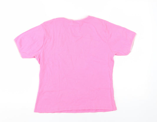 Womens UK Size L Joie de Vivre Pink Basic T-Shirt