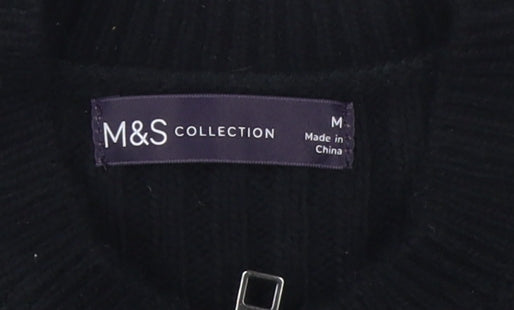 Womens UK Size M Marks and Spencer Black Full Zip Jumper