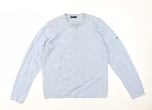 Melka Men's Blue V-Neck Pullover Jumper Medium
