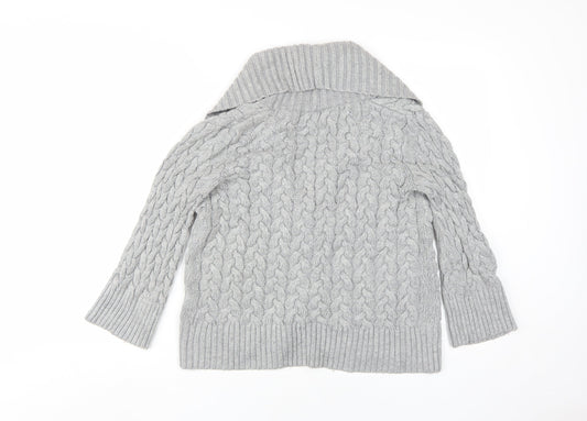 Womens UK Size 10 Warehouse Grey Cardigan Jumper