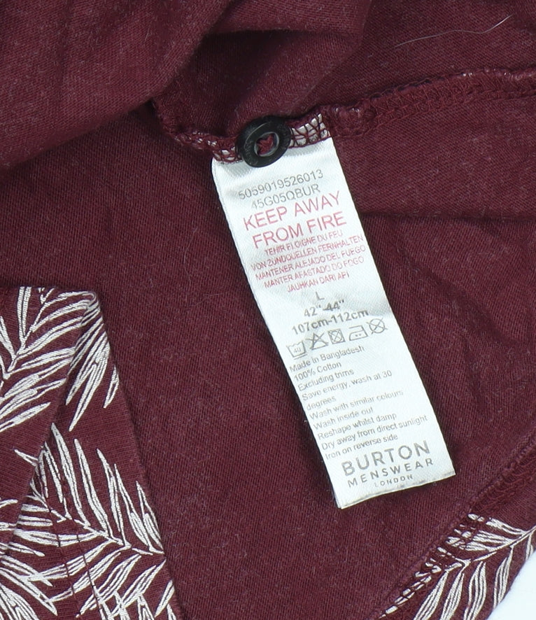 Burton Menswear Red Floral Polo, Men's L