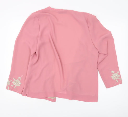 Jacques Vert Women’s Pink Embroidered Jacket Size 14