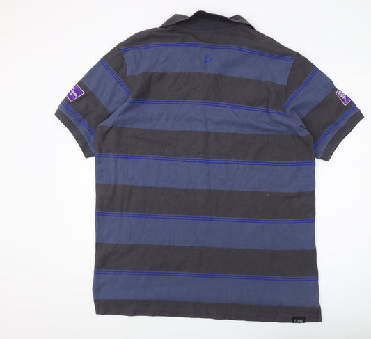 ISC Men's Blue Striped Rugby Polo - 2XL