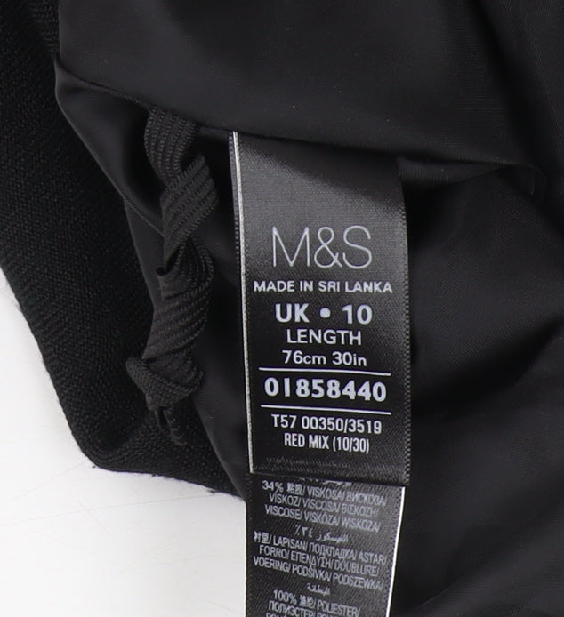 Marks and Spencer A-Line Black Skirt, Size 10, Striped