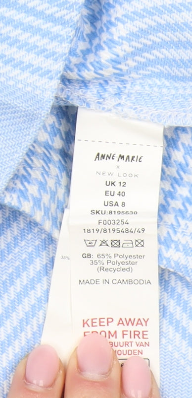 New Look Women's Blue Check Pleated Skirt Size 12