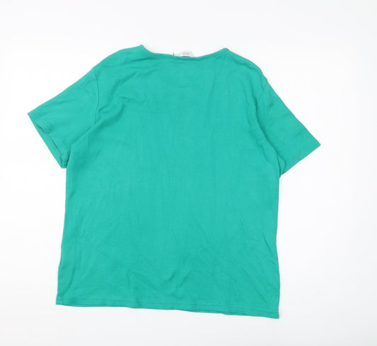 ISLE Women's Green Basic T-Shirt L Regular Fit