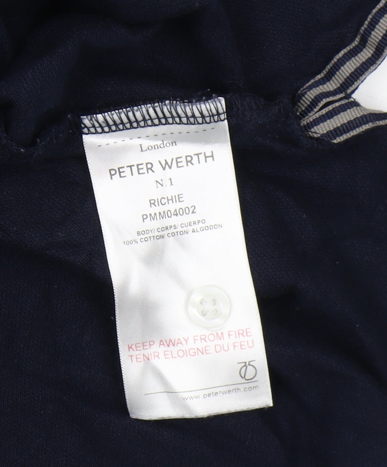 Peter Werth Men's Blue Polo Shirt, Size L, Casual Elegance