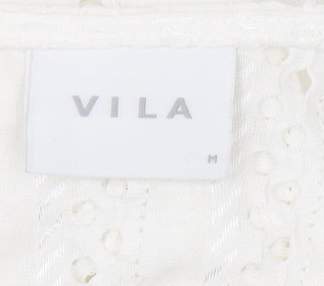 Womens UK Size M VILA White Cropped Blouse