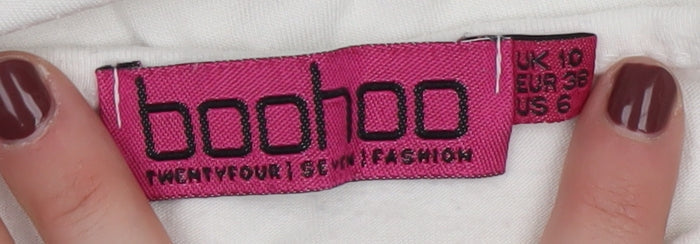 Boohoo Women's White Basic T-Shirt UK 10