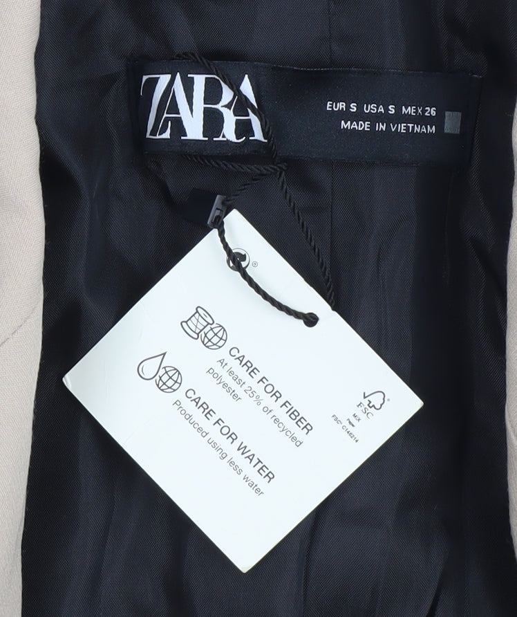 Zara Women's Beige Suit Jacket, Size 8, Double-Breasted