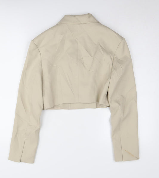 Bershka Women's Beige Cropped Blazer S - Casual Workwear