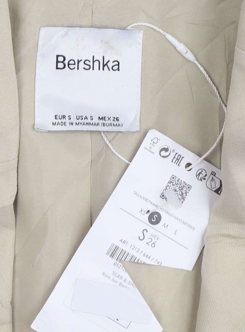 Bershka Women's Beige Cropped Blazer S - Casual Workwear