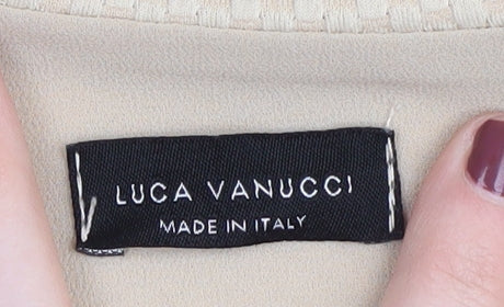 Luca Vanucci Beige Women's Tunic Jumper, M, Scoop Neck