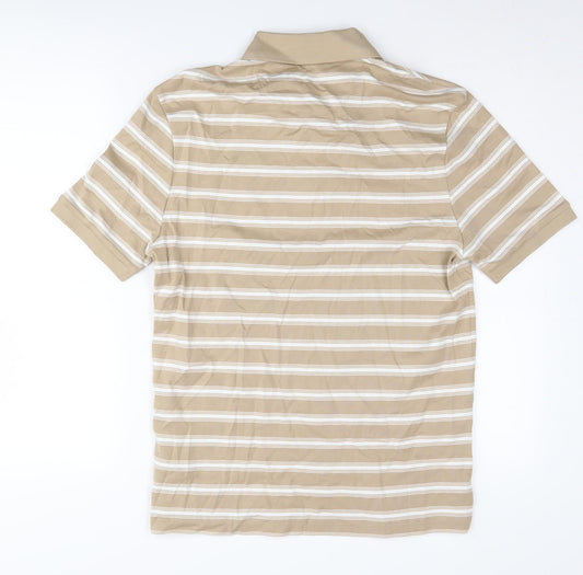 Marks and Spencer Men's Beige Striped Polo Shirt S