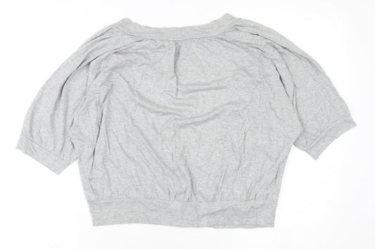 Womens UK Size 16 Marks and Spencer Grey Cropped Button-Up