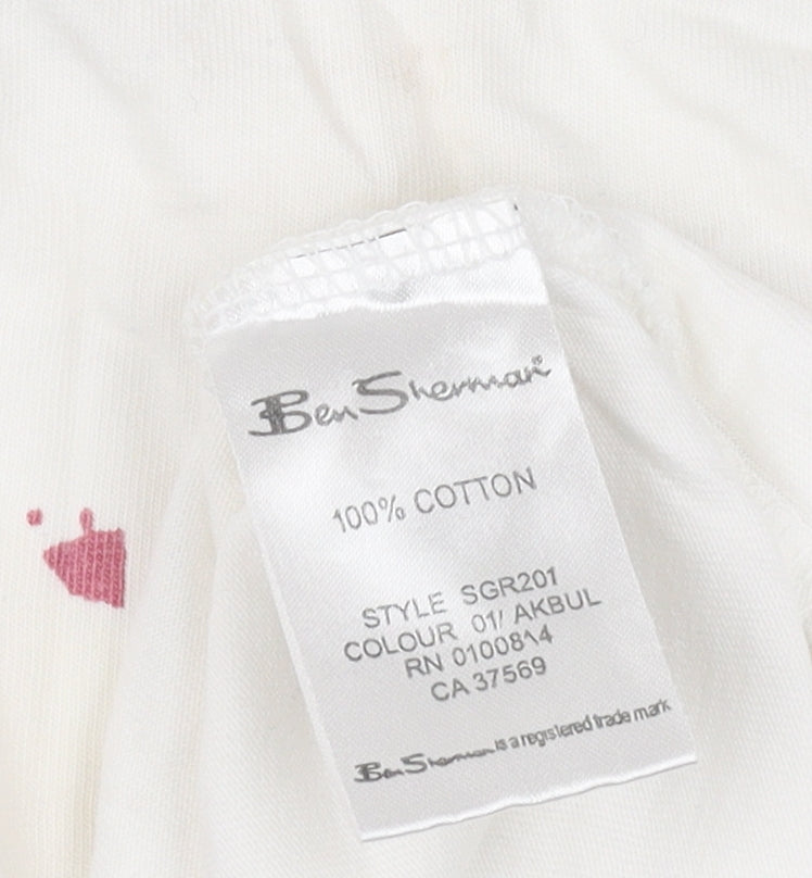 Ben Sherman Women's White T-Shirt, M, Flag Theme