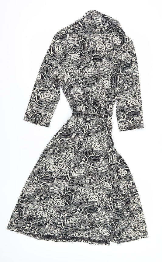 New Look Women's Black Paisley Midi Wrap Dress