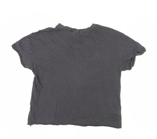 Bershka Unisex Black T-Shirt, S, Basic Crew Neck