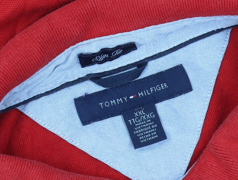 Tommy Hilfiger Men's Red Slim Fit Polo 2XL