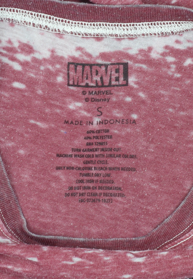 Unisex Adults UK Size S Marvel Red Basic T-Shirt