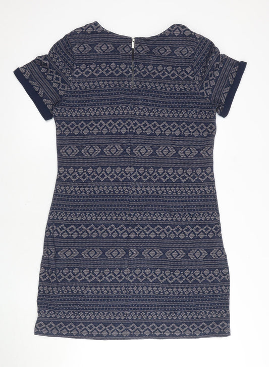 FatFace Women's Blue Geometric Sheath Dress Size 14