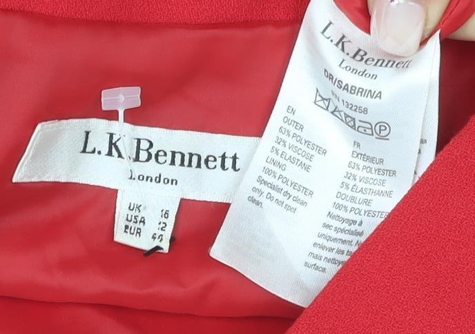 L.K. Bennett Women's Red Sheath Dress Size 16