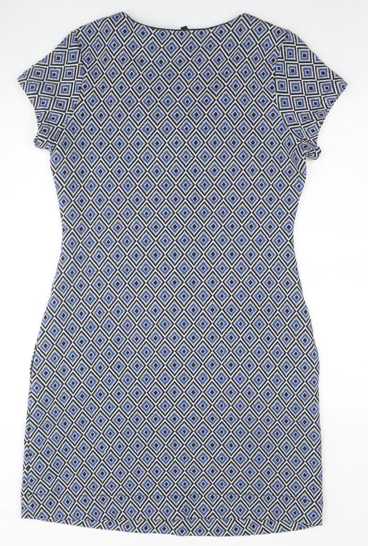 Next Women's Blue Geometric Sheath Dress Size 12