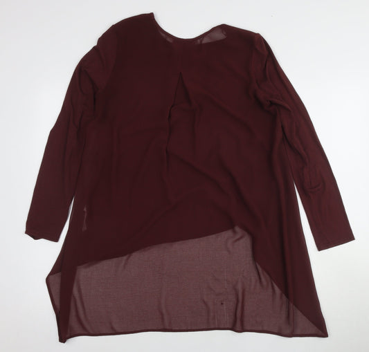 Womens UK Size 10 Apricot Red Tunic Blouse