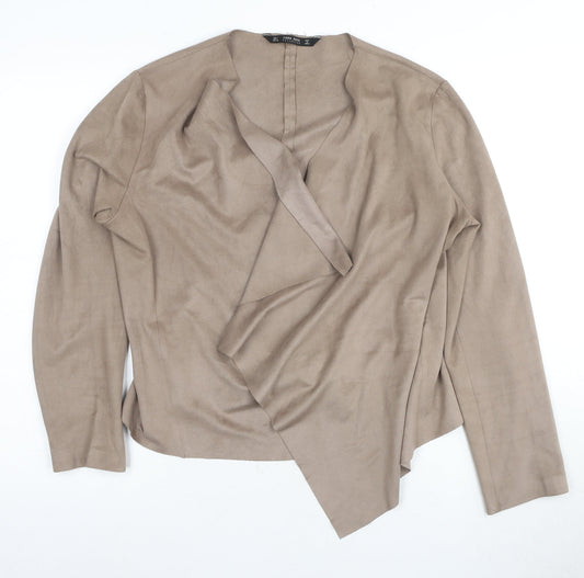 Womens UK Size L Zara Beige Basic Jacket