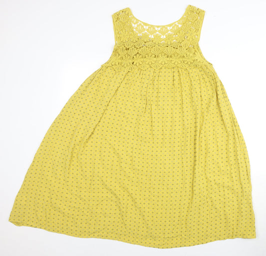Additional front view of Roman Women's Yellow Crochet Casual Dress, size 10