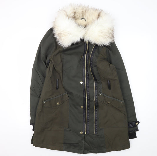 Womens UK Size 12 River Island Green Parka Coat