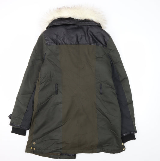 Womens UK Size 12 River Island Green Parka Coat