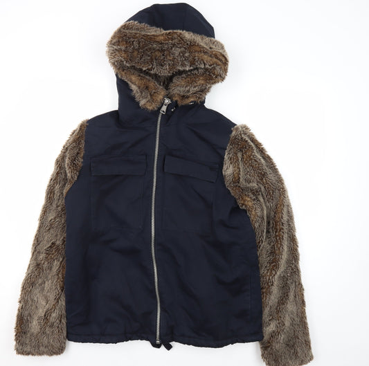 Womens UK Size 12 Topshop Black Puffer Jacket