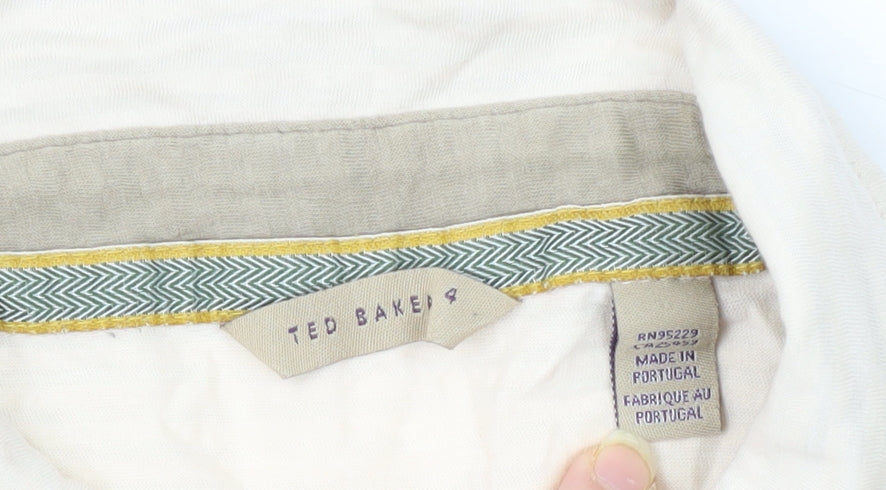 Ted Baker Men's Beige Floral Short Sleeve Polo