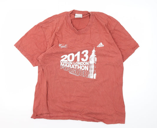 Additional front view of Adidas Men's Red Marathon T-Shirt, One Size, Graphic Print