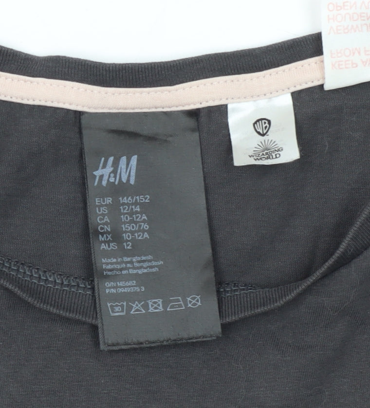 Teens UK Size 12 H&M Black Basic T-Shirt