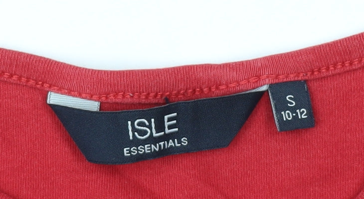 Womens UK Size S ISLE Red Basic T-Shirt