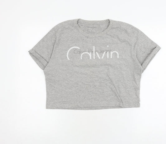 Womens UK Size M Calvin Klein Jeans Grey T-Shirt