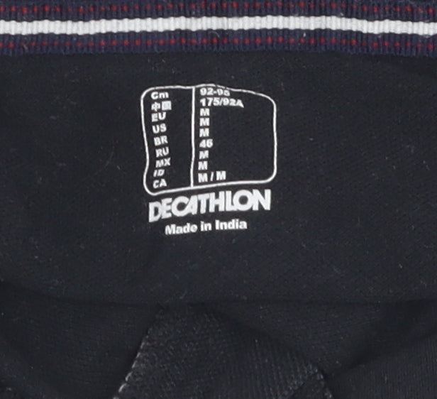 Decathlon Men's Black M Polo Shirt, Casual Cotton